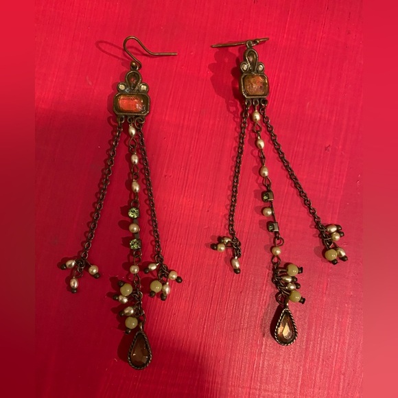 Elegant Beaded Dangle Earrings - Picture 1 of 2